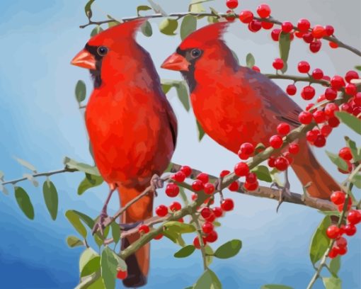 Red Cardinals Paint By Number