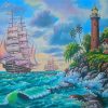 Ship And Lighthouse Painting By Number