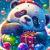 Sleepy Christmas Panda Painting By Number