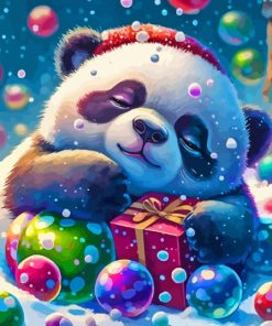 Sleepy Christmas Panda Painting By Number