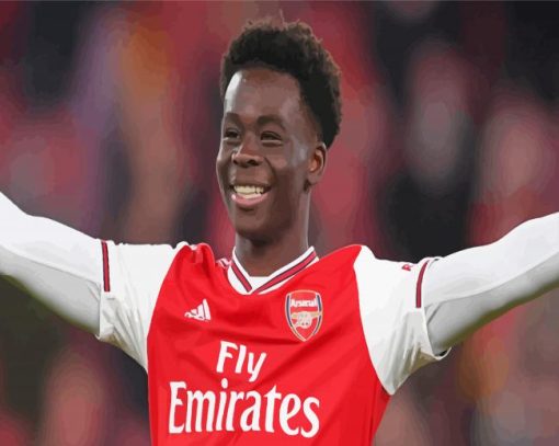 Smiling Bukayo Saka Footballer Paint By Number