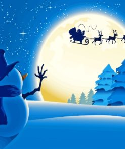 Snow Man With Santa Claus Silhouette Paint By Number