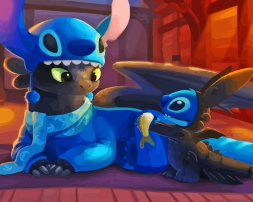 Stitch And Toothless Characters Paint By Number