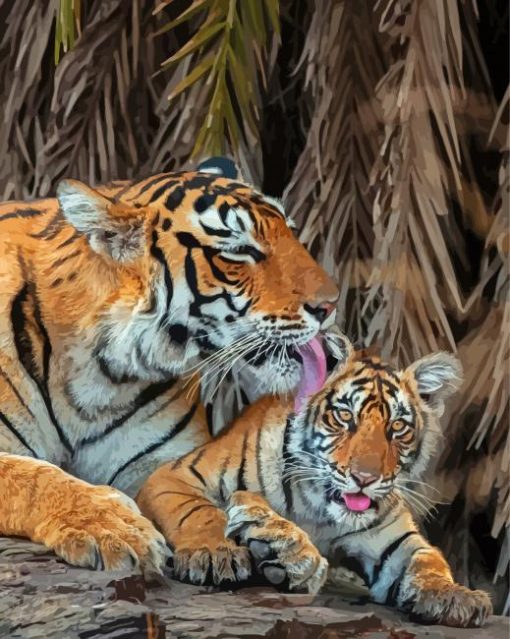 Tiger And Baby Paint By Number