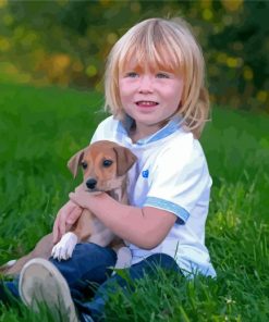 Toddler And Puppy Paint By Numbers