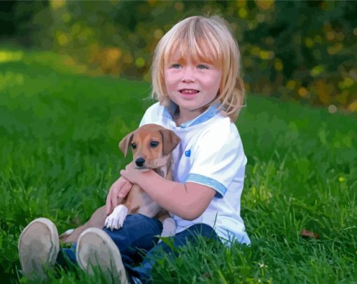 Toddler And Puppy Paint By Numbers