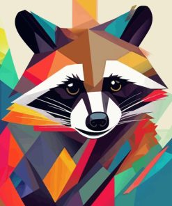 Abstract Colorful Raccoon Paint By Numbers