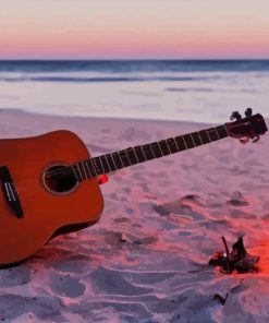 Acoustic Guitar Seaside Paint By Numbers