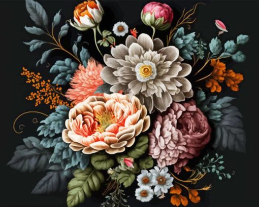 Antique Flowers Paint By Number