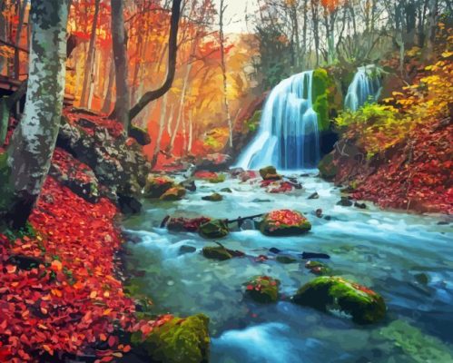 Autumn Forest River Paint By Numbers