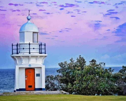 Ballina Lighthouse At Sunset Paint By Numbers