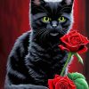 Black Rose And Cat Paint By Number