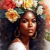 Black Woman And Flowers Paint By Number