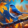 Blue Bird In Autumn Paint By Numbers