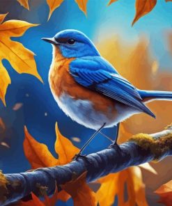 Blue Bird In Autumn Paint By Numbers