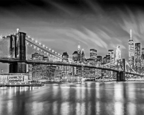 Black And White Brooklyn Bridge Paint By Numbers