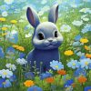 Bunny In Flower Field Painting By Numbers