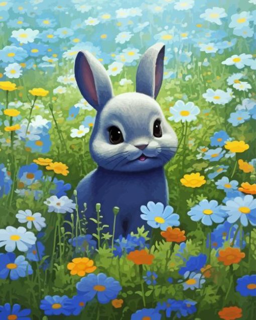 Bunny In Flower Field Painting By Numbers