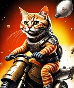 Cat On Motorcycle Paint By Number