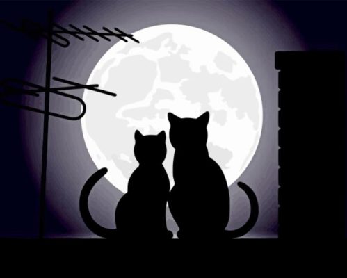 Cats In Love Silhouette Paint By Number