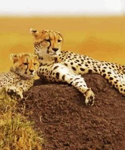 Cheetah And Cubs In Safari Paint By Number