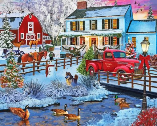 Christmas Farm Paint By Numbers