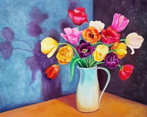 Colorful Tulips Vase Paint By Numbers