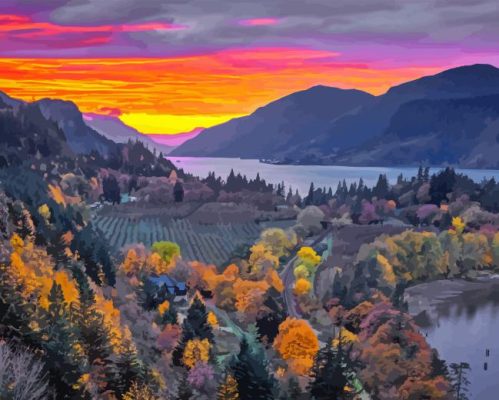 Columbia Gorge At Sunset Paint By Numbers