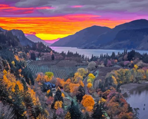 Columbia Gorge At Sunset Paint By Numbers