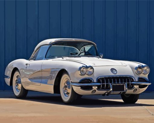 Corvette 58 White Car Paint By Numbers