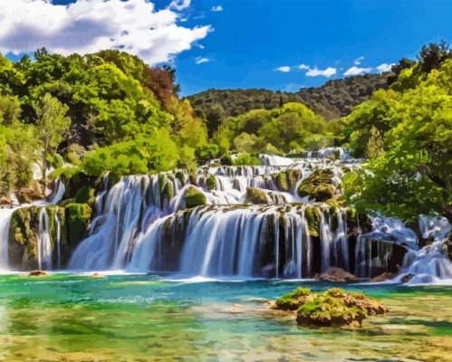 Croatia Waterfall Paint By Number