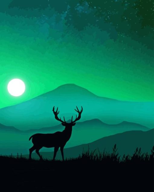 Deer Landscape Silhouette Paint By Numbers