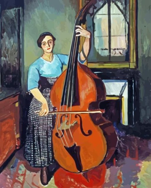 Woman With Double Bass Art Paint By Numbers