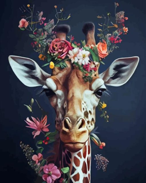 Floral Giraffe Paint By Numbers