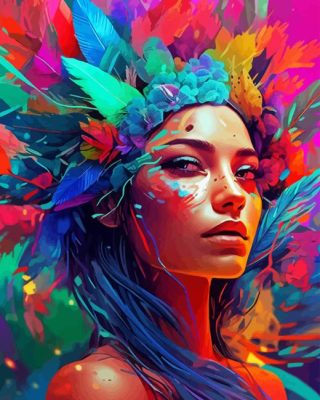 Flower Face Head Paint By Number