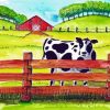 Folk Art Black And White Cow Paint By Numbers