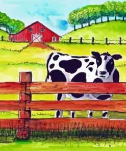 Folk Art Black And White Cow Paint By Numbers