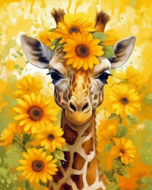 Giraffe And Sunflower Paint By Number