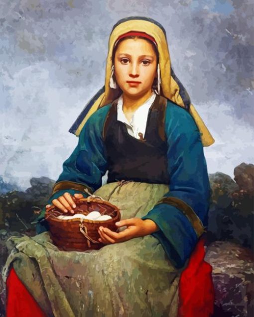 Girl With Basket Of Eggs Paint By Number