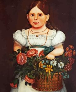 Girl With Basket Of Flowers Paint By Number