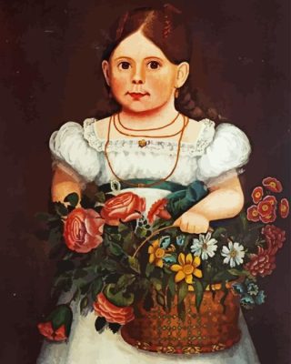 Girl With Basket Of Flowers Paint By Number