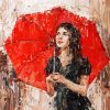 Girl With Red Umbrella Paint By Number