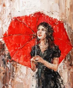 Girl With Red Umbrella Paint By Number