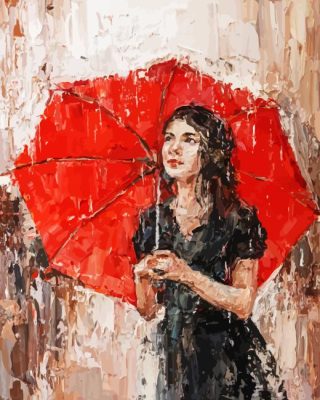 Girl With Red Umbrella Paint By Number