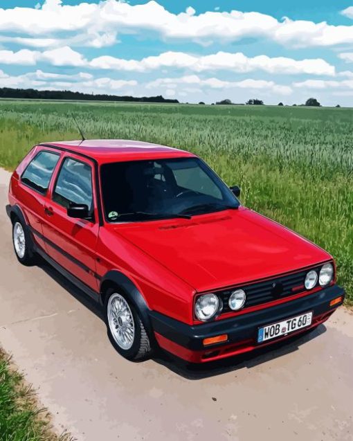 Red Golf 2 GTI Car Paint By Number