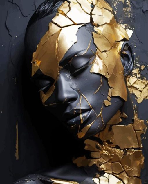 Black And Gold Kintsugi Woman Paint By Number