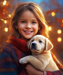 Little Girl With Puppy Paint By Number