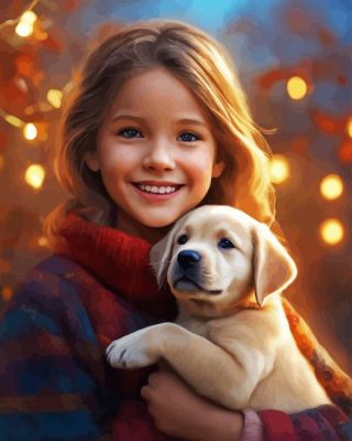 Little Girl With Puppy Paint By Number