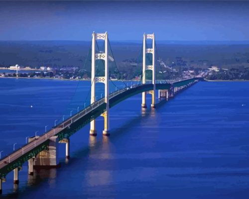 Michigan Mackinaw Mackinac Bridge Paint By Number