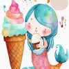 Mermaid Eating Ice Cream Paint By Number